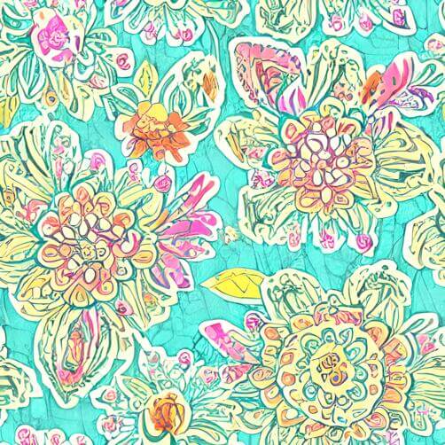 Colorful Floral Pattern in Turquoise and Orange Colors Colorful Floral Pattern in Turquoise and Orange Colors thumbnail