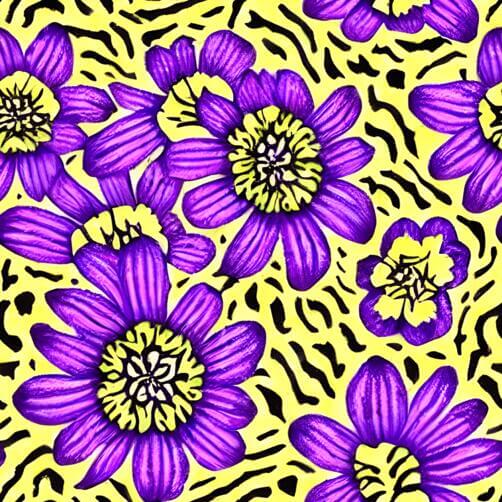 Seamless Purple and Yellow Flower Pattern with Zebra Stripes Seamless Purple and Yellow Flower Pattern with Zebra Stripes thumbnail