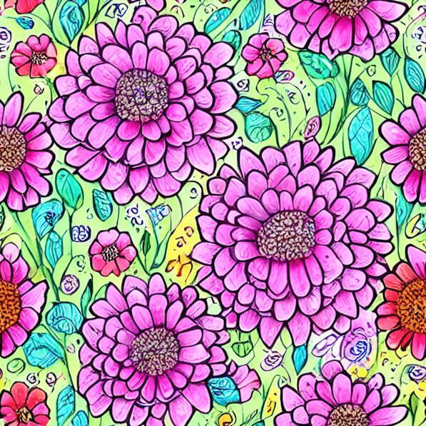 Download Seamless Pattern of Pink Flowers and Leaves on Green ...