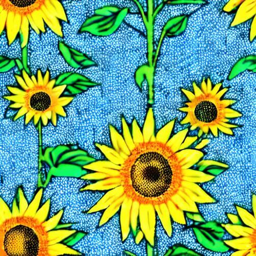 Colorful Sunflower Pattern on Blue Background Colorful Sunflower Pattern on Blue Background thumbnail