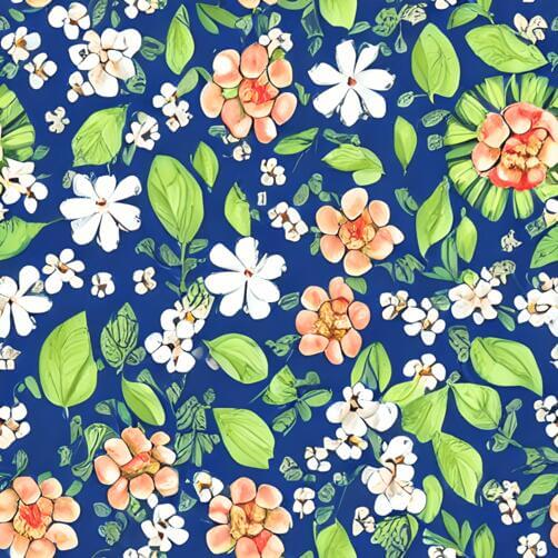 Colorful Floral Pattern on Blue Background Colorful Floral Pattern on Blue Background thumbnail