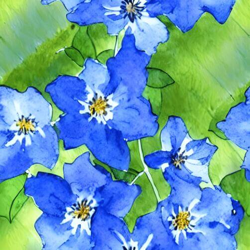Beautiful Watercolor Painting of Blue Flowers on Green Background Beautiful Watercolor Painting of Blue Flowers on Green Background thumbnail