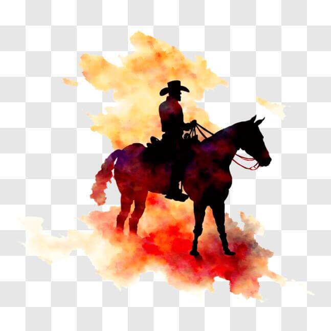 Download Abstract Cowboy Riding Horse Silhouette PNGs Online - Creative ...