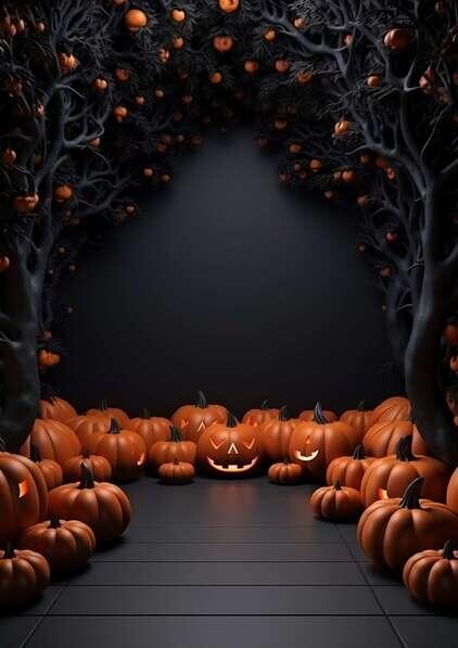 Download Dark Halloween Forest with Pumpkins and Trees Backgrounds ...
