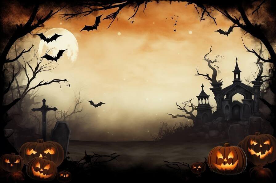 Download Haunted Halloween Cemetery with Pumpkins and Bats Backgrounds ...