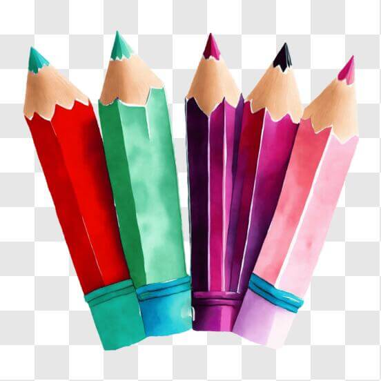 Télécharger Trousse à crayons colorée avec crayons de couleur et gomme PNG  En Ligne - Creative Fabrica