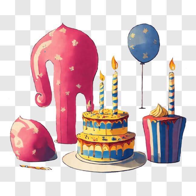 Py Birthday Download Birthday Cake with Candles and Party Supplies PNGs Online ...