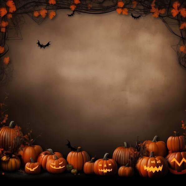 Download Autumnal Halloween-themed Background with Pumpkins and Bats ...