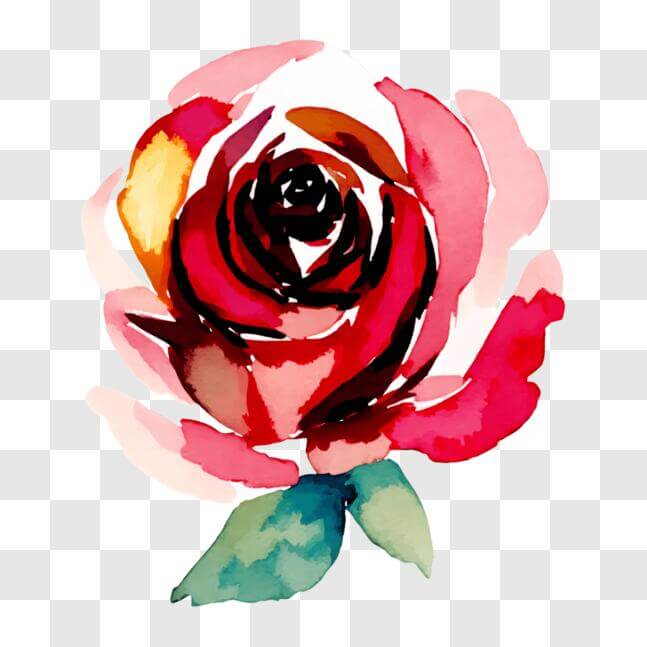 Download Hand-painted Watercolor Rose on Black Background PNG Online ...