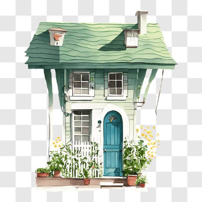 Download Green House with Potted Plants and Flowers PNG Online ...