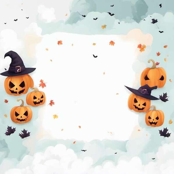 Download Halloween Background with Pumpkins and Witches Hats ...