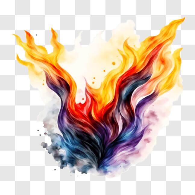 Download Colorful Phoenix Watercolor Painting PNG Online - Creative Fabrica