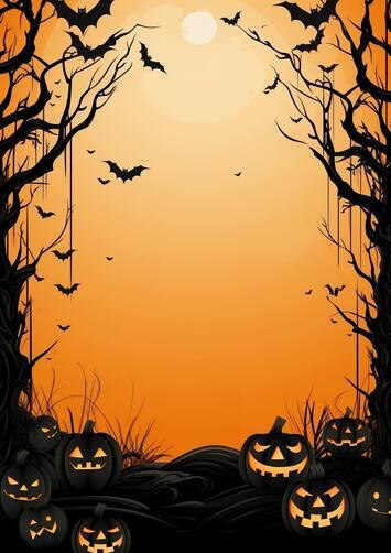 Gruseliger Halloween-Fotohintergrund - Violett, Vollmond, Schloss & Mehr (2,1x1,5m)