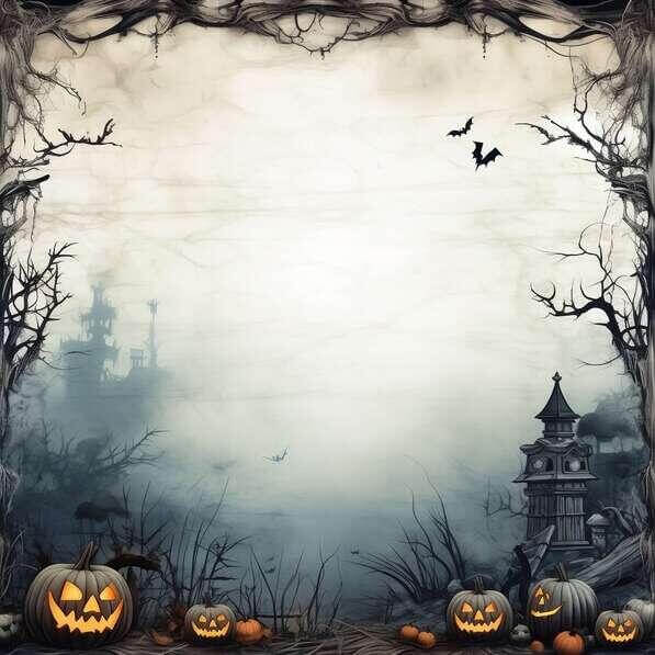 Haunted Writing Background Design Download Haunted Castle with Pumpkins, Ghosts, and Bats Backgrounds ...