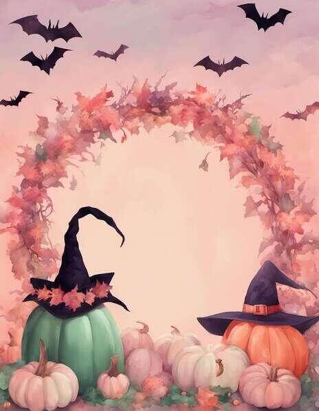 Download Halloween Pumpkins with Witches Hats and Bats - Autumn ...