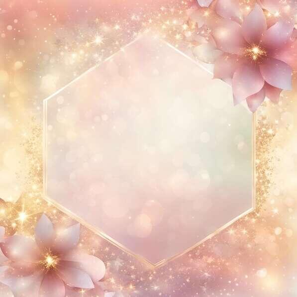 Download Pink and Gold Floral Background with Hexagonal Frame ...