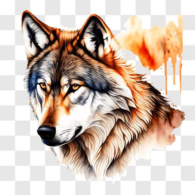 Download Vibrant Wolf Artwork with Watercolor Style PNG Online ...