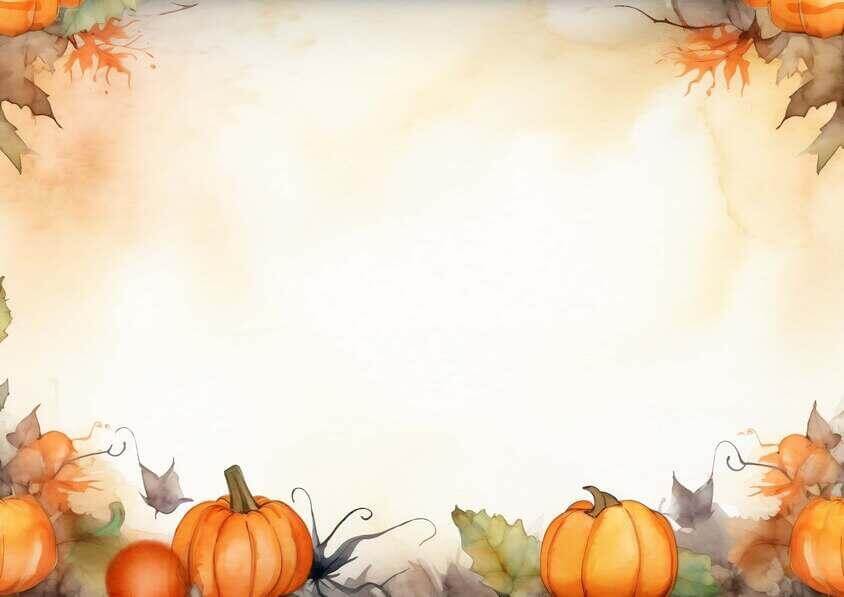 Download Autumn themed watercolor background with pumpkins and leaves ...