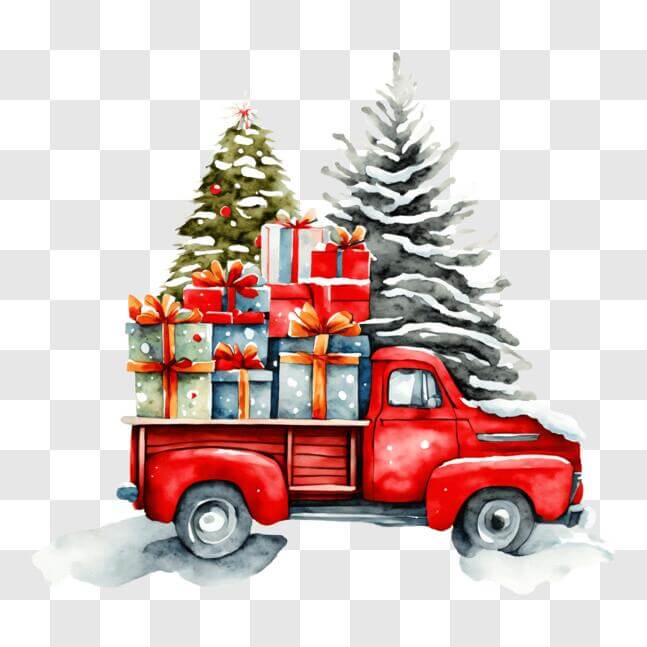 Download Holiday Delivery: Red Truck filled with Presents and Christmas ...
