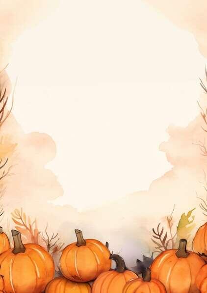 Download Fall Season Watercolor Background with Pumpkins and Leaves ...