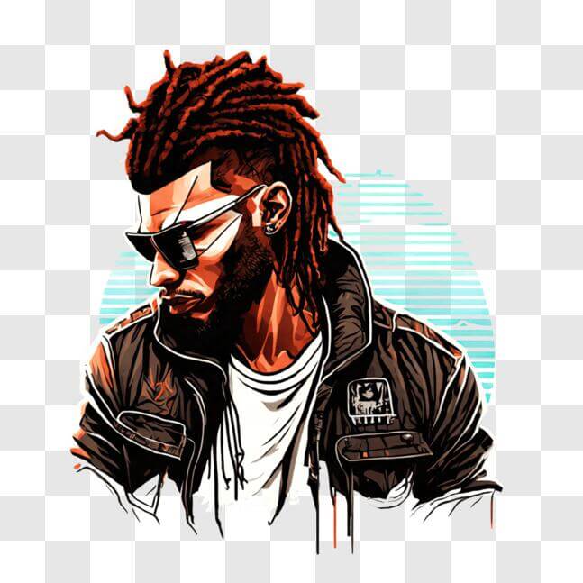 Download Illustration of a Man with Dreadlocks and Sunglasses PNGs ...