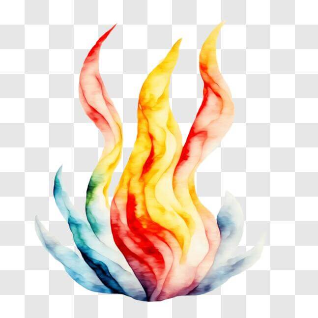 Download Vibrant Fire Watercolor Artwork PNG Online - Creative Fabrica