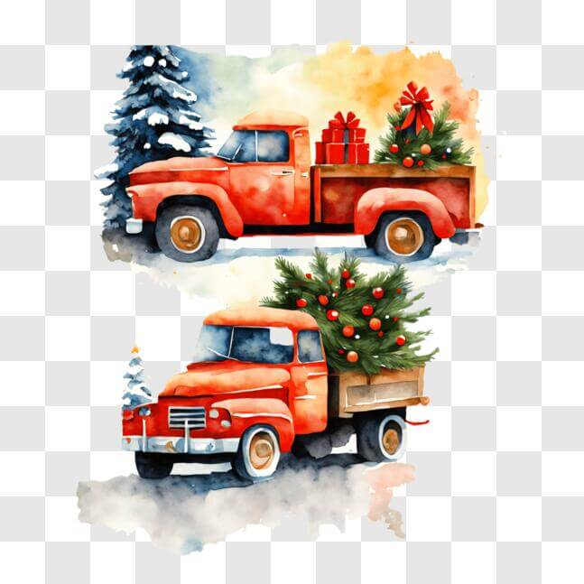 Download Christmas Trucks with Tree and Presents PNG Online - Creative ...