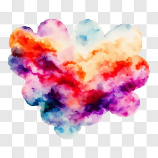 Download Colorful Clouds Heart Watercolor Painting PNG Online ...