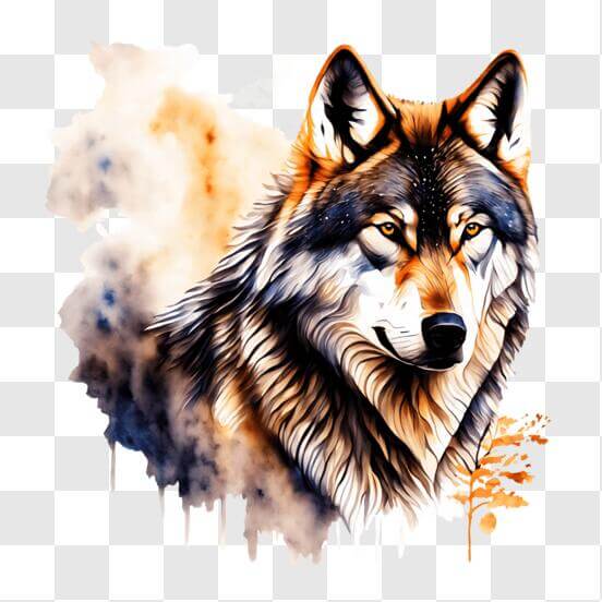 Download Colorful Wolf Painting with Trees and Mountains PNGs Online ...