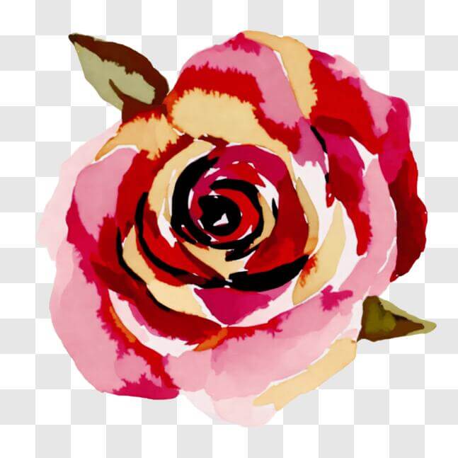 Download Beautiful Pink Rose in Watercolor PNG Online - Creative Fabrica