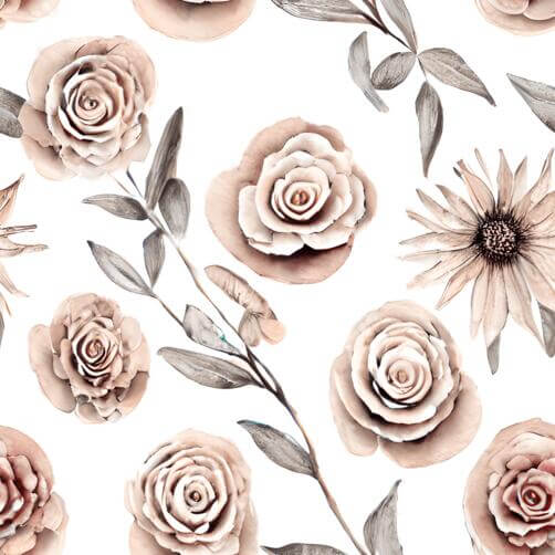 Seamless Pattern of Beige Roses and Green Leaves Seamless Pattern of Beige Roses and Green Leaves thumbnail