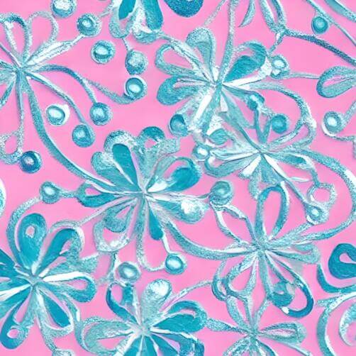 Abstract Floral Pattern with Pink Background and Blue and Silver Flowers Abstract Floral Pattern with Pink Background and Blue and Silver Flowers thumbnail