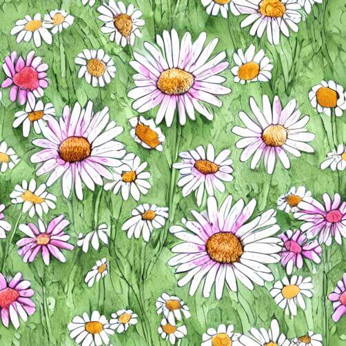 Watercolor Painting of Daisies on a Green Background Watercolor Painting of Daisies on a Green Background thumbnail