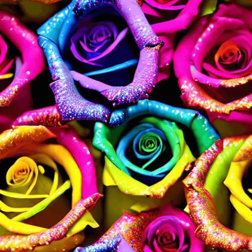 Close-up of Colorful Roses with Glitter Decoration Close-up of Colorful Roses with Glitter Decoration thumbnail