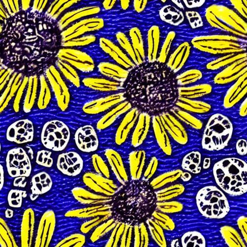 Abstract Sunflower Pattern on Blue Background Abstract Sunflower Pattern on Blue Background thumbnail