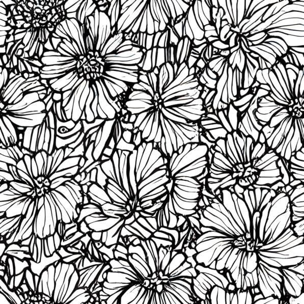 Download Seamless Pattern of Black and White Doodle Flowers Patterns ...
