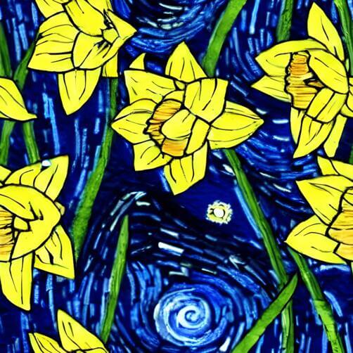 Yellow Daffodils Painting in Night Sky with Stars by Vincent Van Gogh Yellow Daffodils Painting in Night Sky with Stars by Vincent Van Gogh thumbnail
