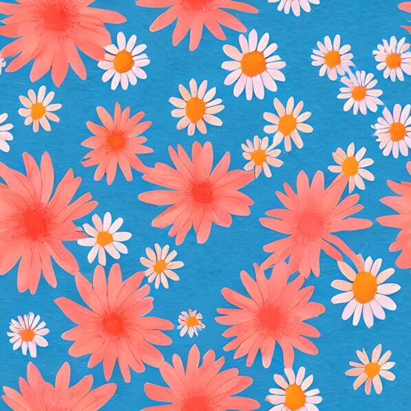 Download Seamless Pattern of Pink and White Daisies on Blue Background ...