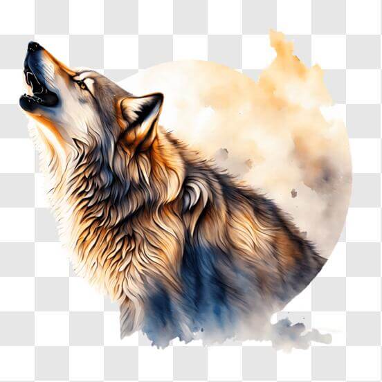 Download Wolf Silhouette howling at the full moon PNGs Online ...