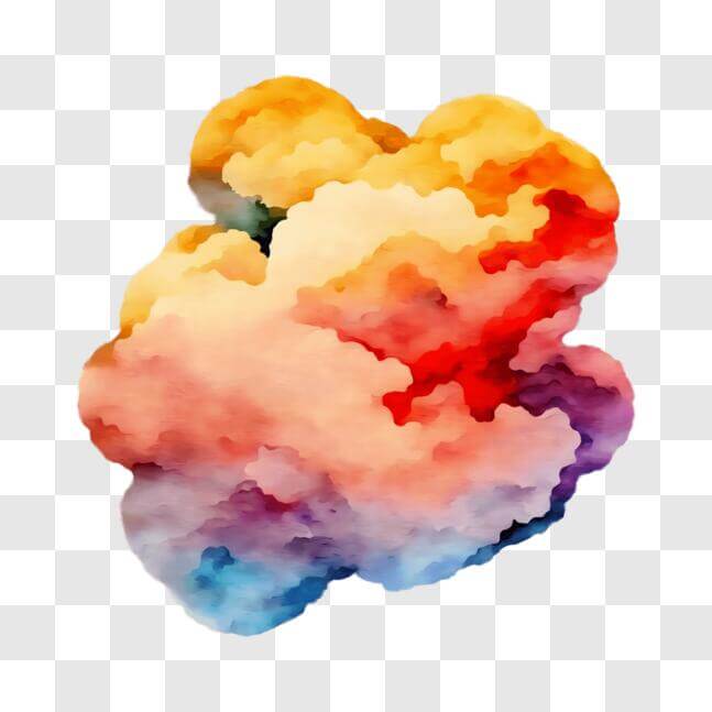Download Colorful Watercolor Clouds Artwork for Decoration PNG Online ...