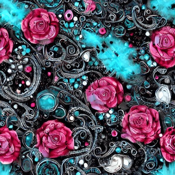 Download Seamless Abstract Floral Pattern with Pink Roses on Black ...