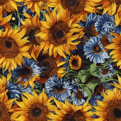Blue and Yellow Sunflower Pattern Background Blue and Yellow Sunflower Pattern Background thumbnail