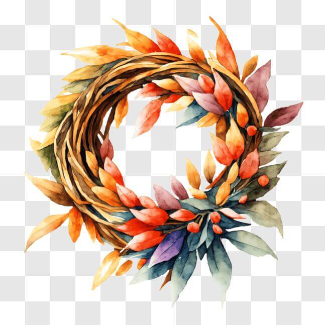 Download Colorful Autumn Wreath on Black Background PNGs Online ...