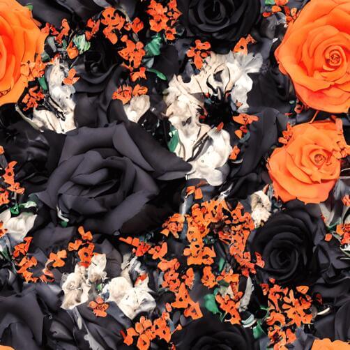 Black and Orange Floral Pattern with Roses and Flowers Black and Orange Floral Pattern with Roses and Flowers thumbnail