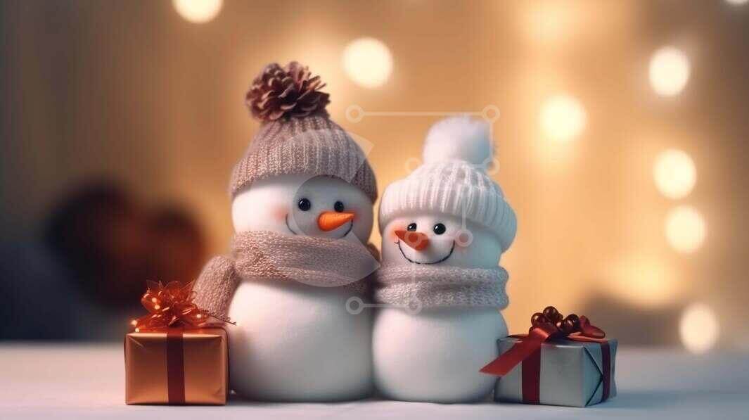 Snowman Figurines with Presents - Festive Holiday Decor stock photo ...
