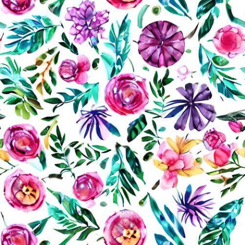 Watercolor Flowers and Leaves Pattern on White Background Watercolor Flowers and Leaves Pattern on White Background thumbnail