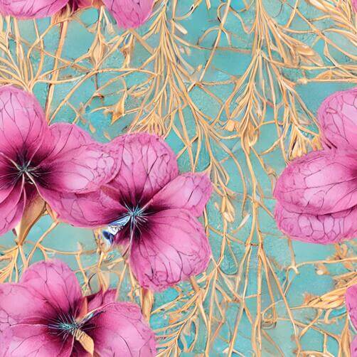 Seamless Pattern of Pink Flowers with Gold Accents Seamless Pattern of Pink Flowers with Gold Accents thumbnail