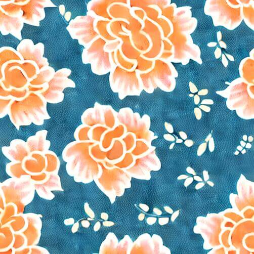 Orange and White Floral Pattern on Blue Background Orange and White Floral Pattern on Blue Background thumbnail