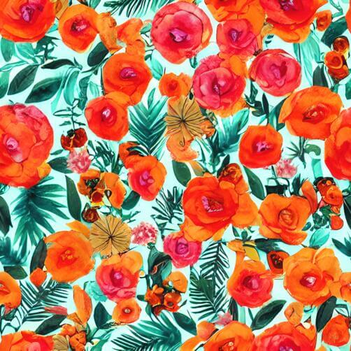 Colorful Floral Pattern on Turquoise Background Colorful Floral Pattern on Turquoise Background thumbnail