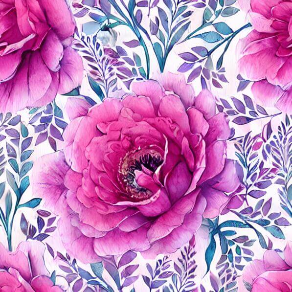 Download Seamless Pink Floral Pattern with Green Leaves Patterns Online ...